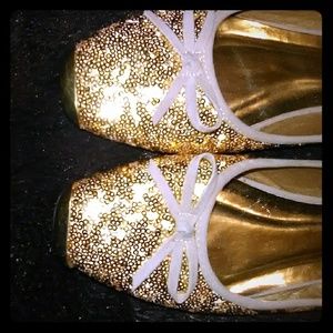 Gold sequin flats